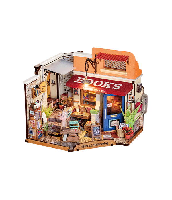 Rolife Corner Bookstore DIY Miniature House Kit DG164