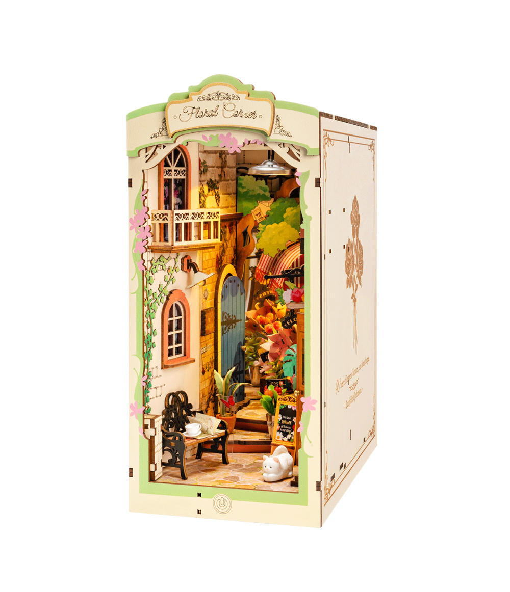 Rolife Floral Corner DIY Book Nook Shelf Insert Kit TGB09