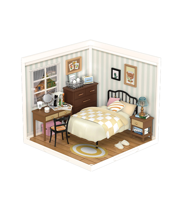Rolife Sweet Dream Bedroom DIY Plastic Miniature House DW009