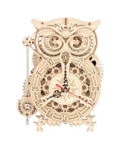 Owl Clock ROKR Owl Clock Mechanical Gears 3D Wooden Puzzle LK503