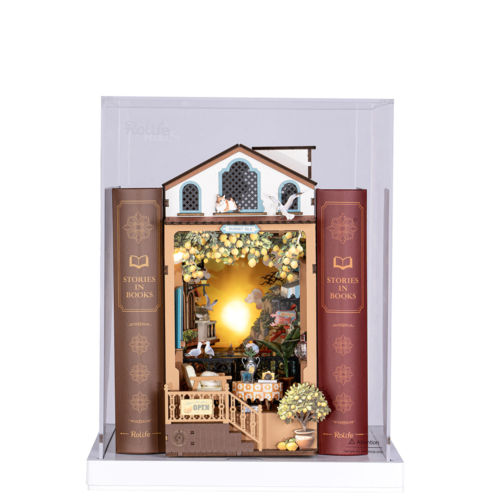 TGB18Z Rolife Sunset Isle DIY Book Nook Shelf Insert Kit Display Showcase TGB18