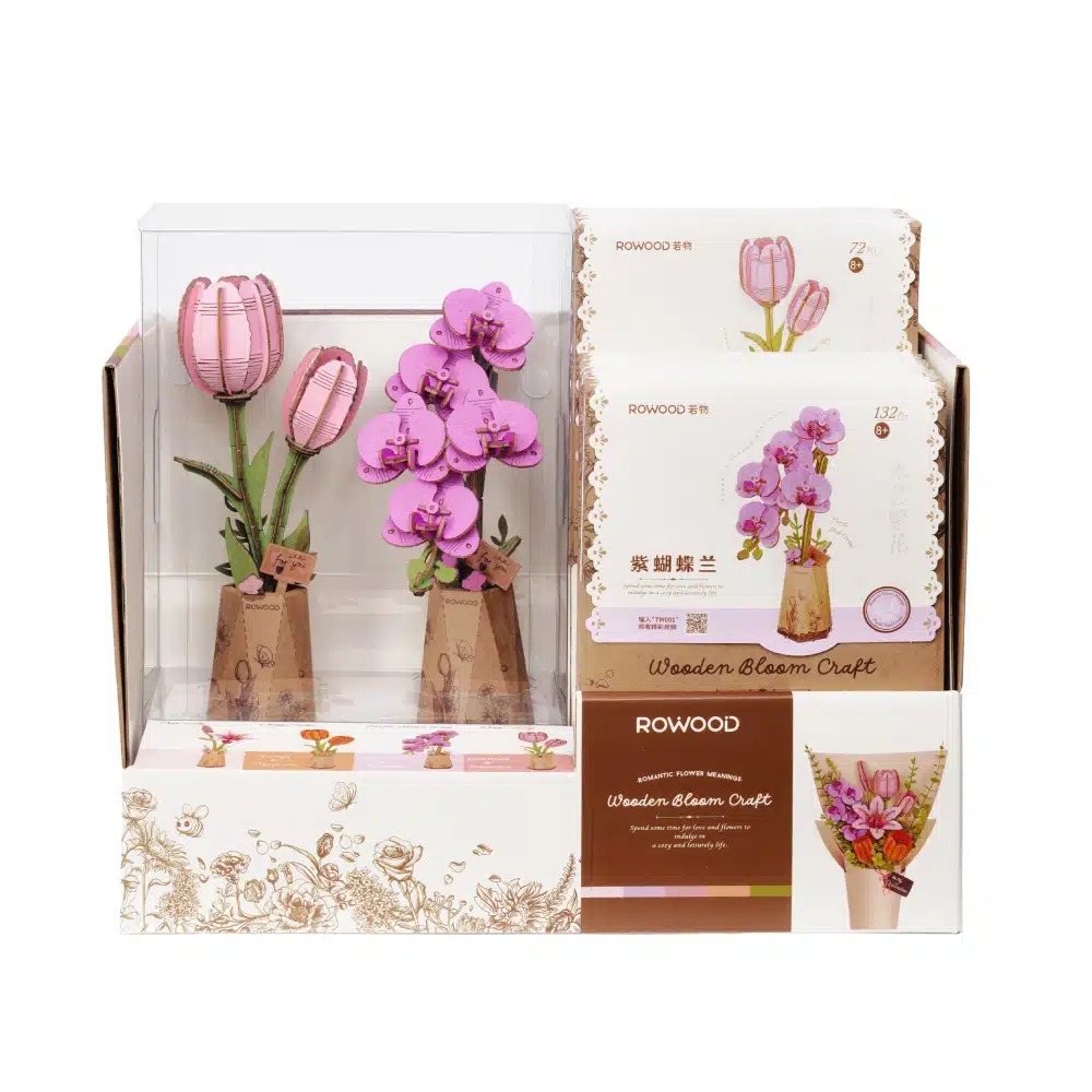 diy wood flower bouquet,wooden flower bouquet diy,3d wooden flower puzzle,Robotime display cases