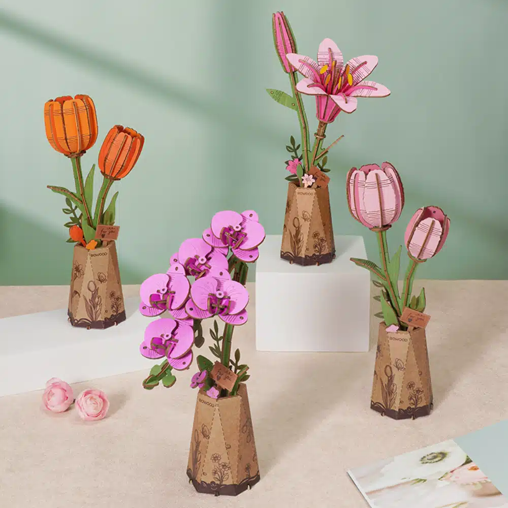wooden flower bouquet diy,3d wooden flower puzzle,diy wood flower bouquet,robotime 3d wooden puzzle​,robotime 3d puzzle​