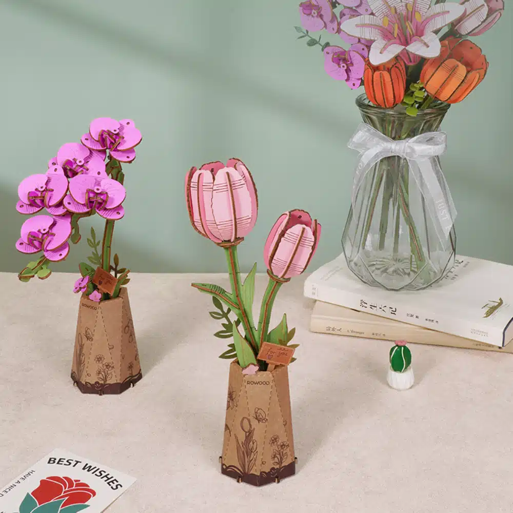 wooden flower bouquet diy,3d wooden flower puzzle,diy wood flower bouquet,robotime 3d wooden puzzle​,robotime 3d puzzle​