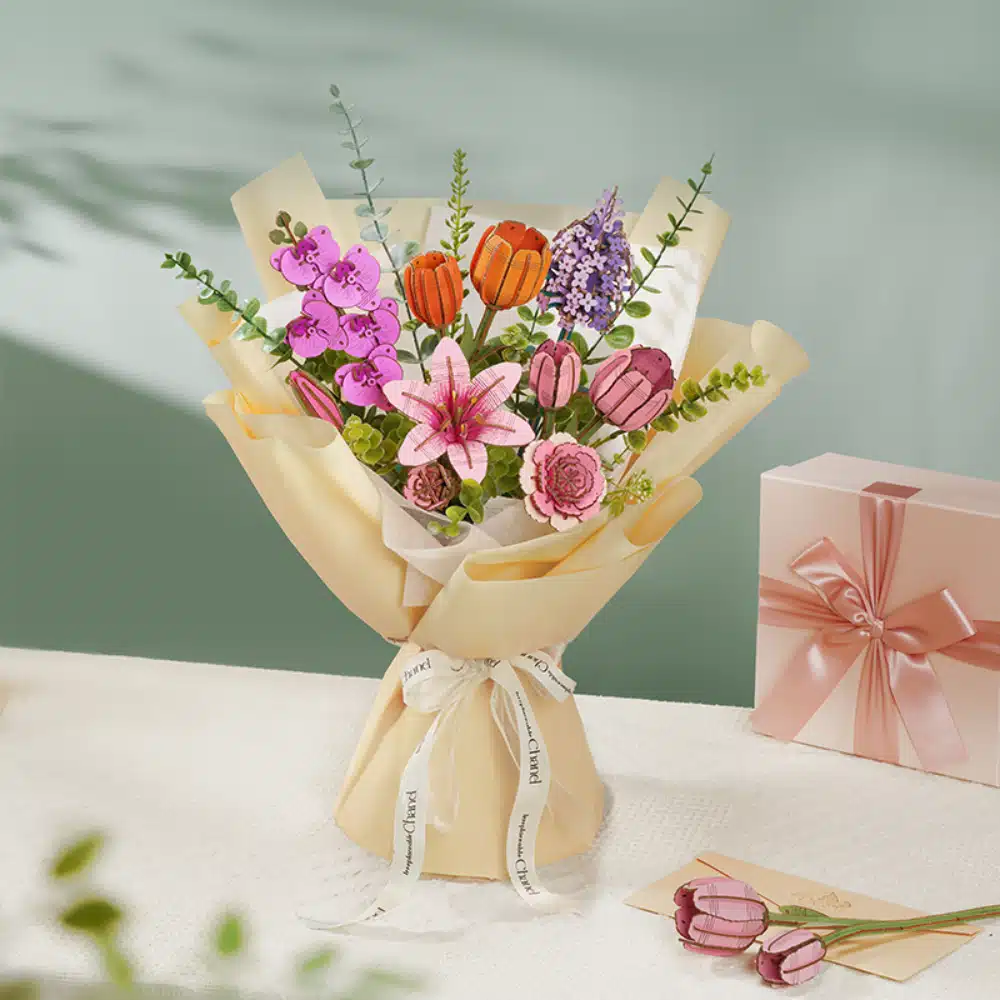 wooden flower bouquet diy,3d wooden flower puzzle,diy wood flower bouquet,robotime 3d wooden puzzle​,robotime 3d puzzle​