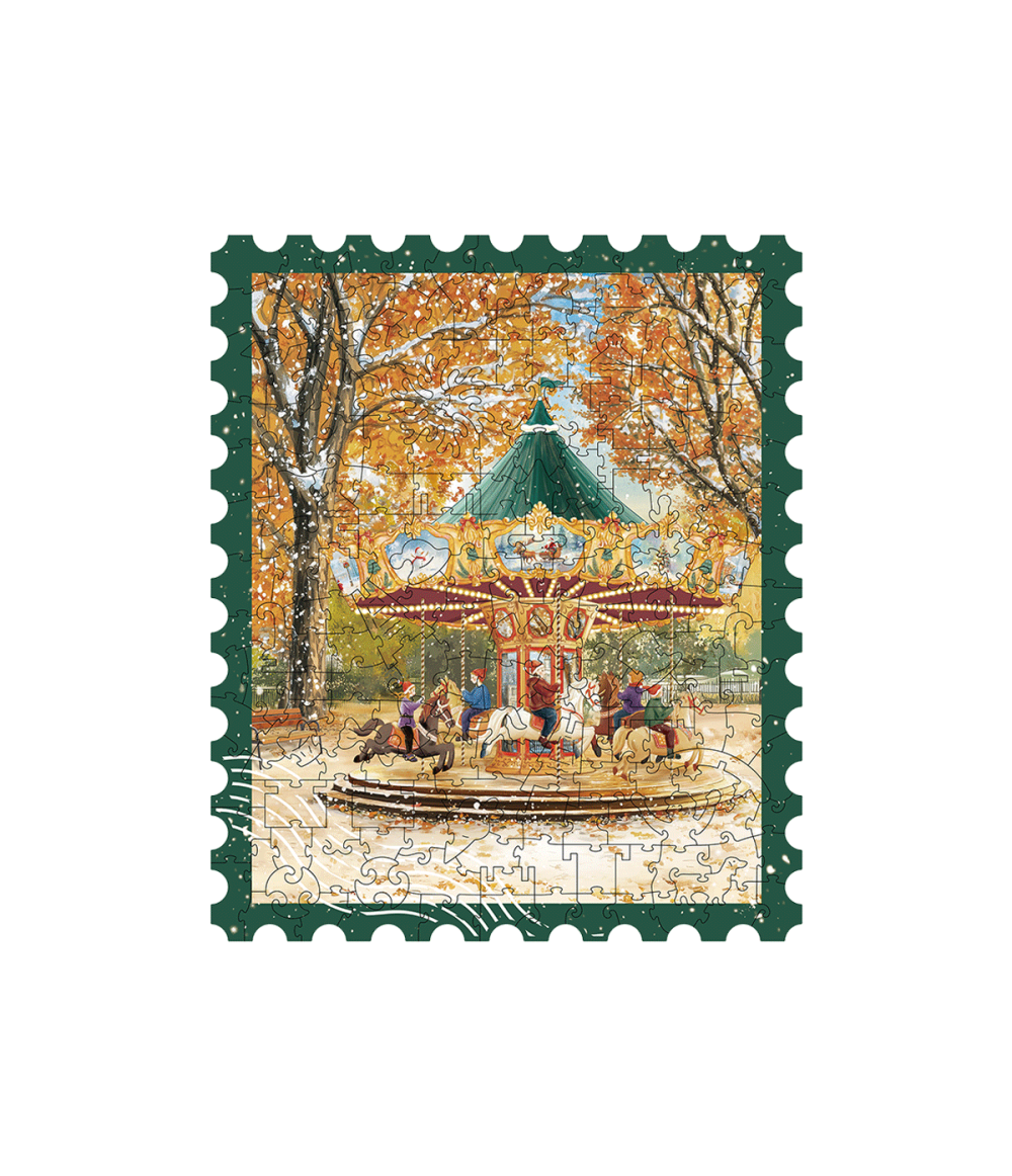 Rowood Golden Autumn Carousel Wooden Jigsaw Puzzle TA008