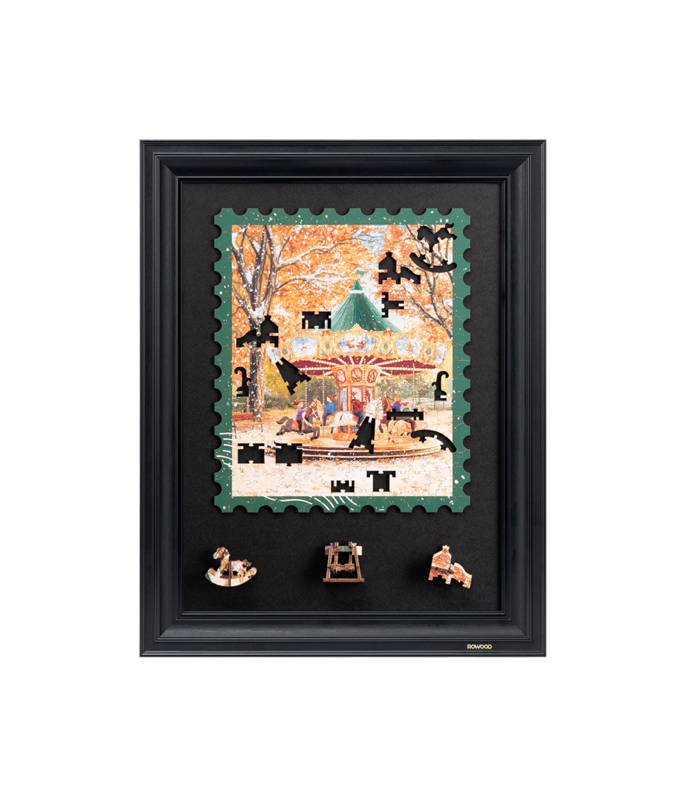 Golden Autumn Carousel Display Showcase TA008Z