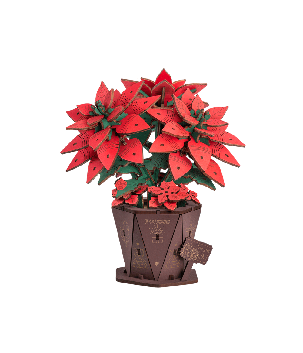 Rowood Poinsettia DIY Flower 3D Wooden Puzzle TF001