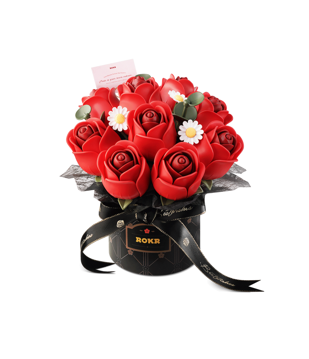AF02J-main ROKR Red Rose Bouquet DIY 3D Puzzle AF02J