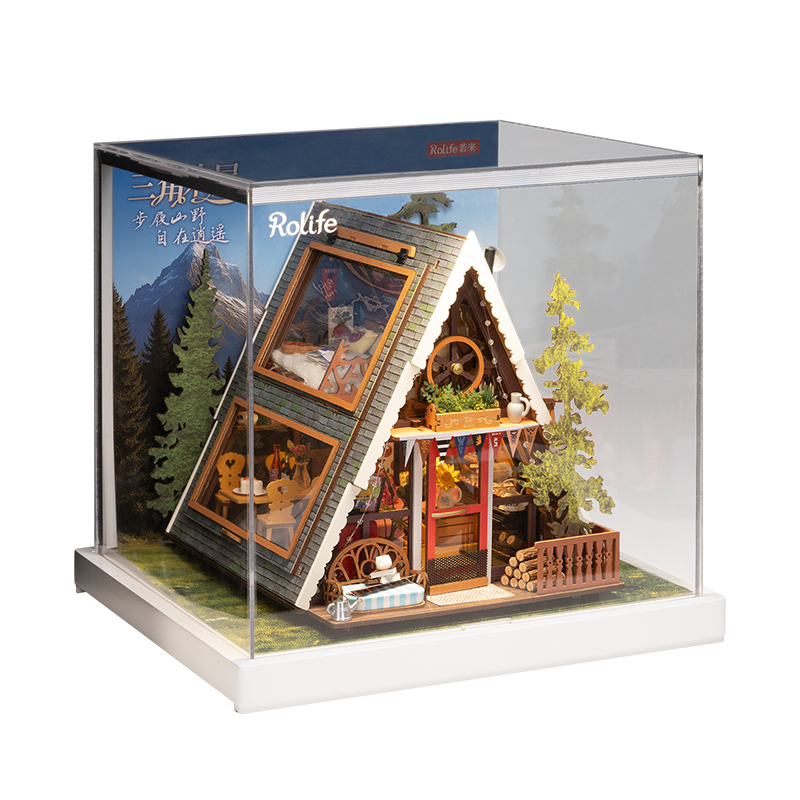 Rolife A-Frame Cabin DIY Miniature House Kit Display Showcase DG181Z