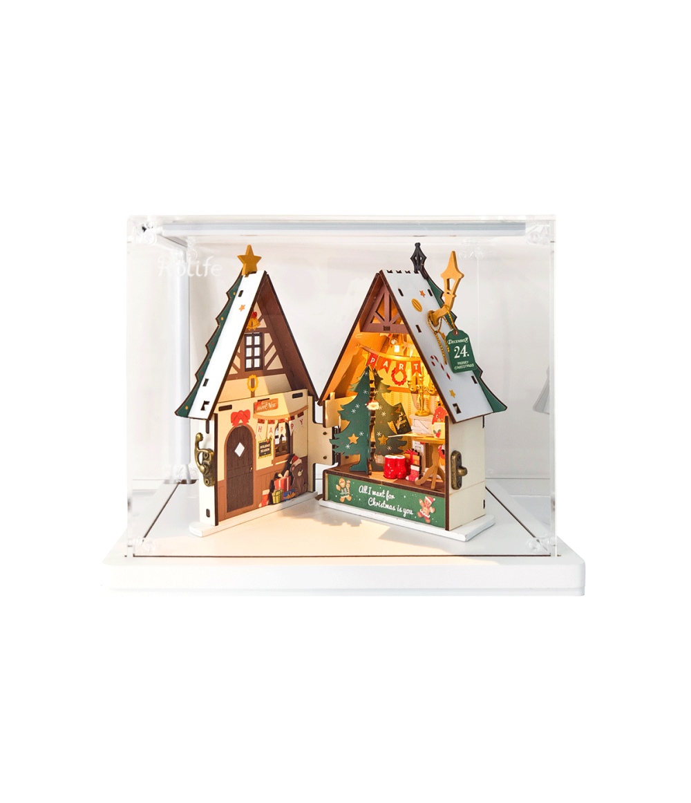Hands Craft DIY Miniature House Kit Twinkling Christmas House Display Showcase DS036Z