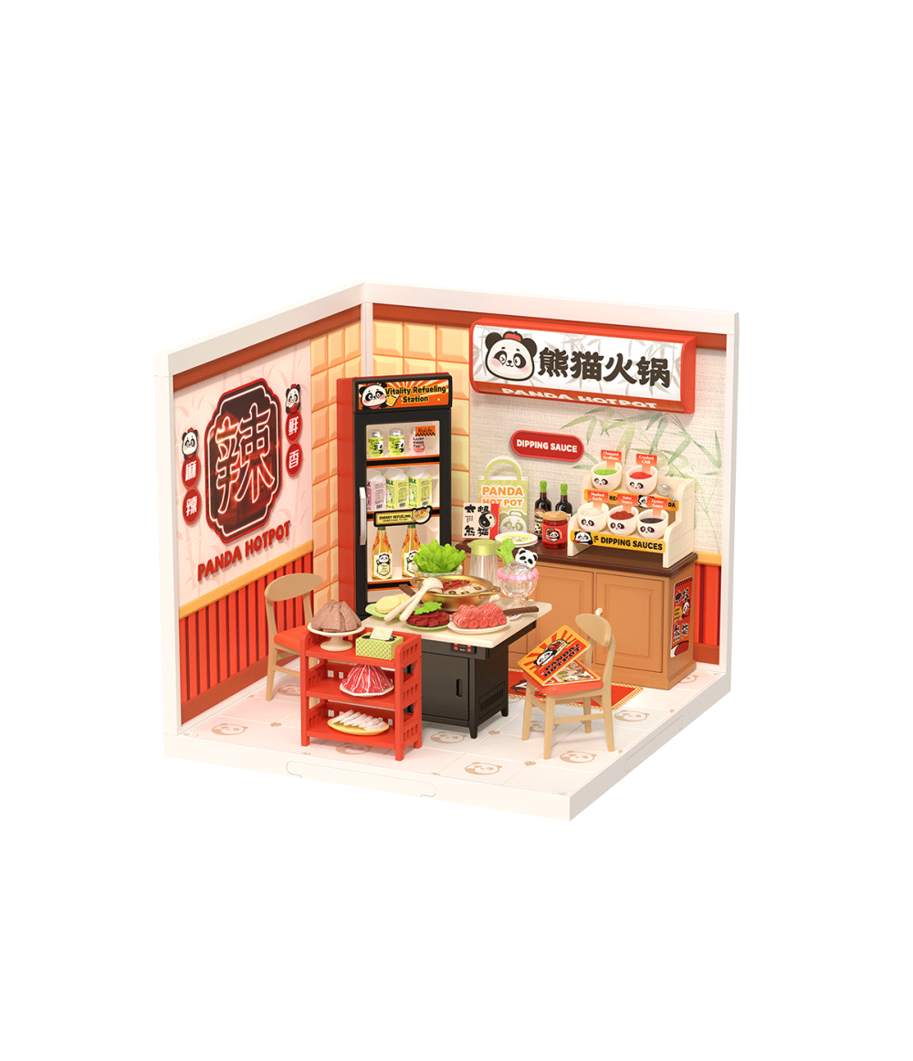 DW020-main Rolife Panda Hot Pot DIY Miniature House DW020