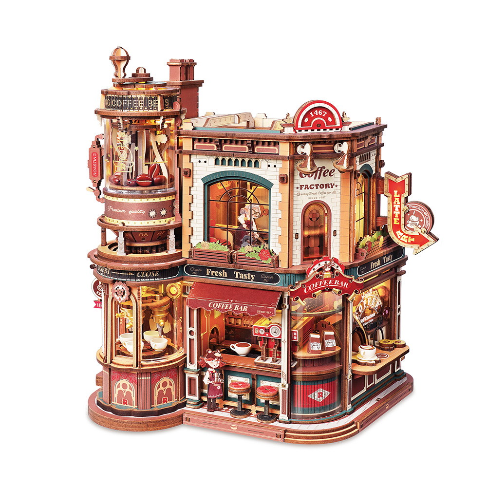 ROKR Dream Coffee Factory Music Box Wooden 3D Puzzle EAB02