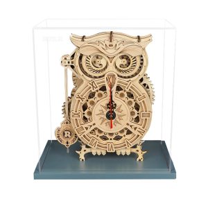 LK503Z-1 ROKR Owl Clock 3D Wooden Puzzle Display Showcase LK503Z