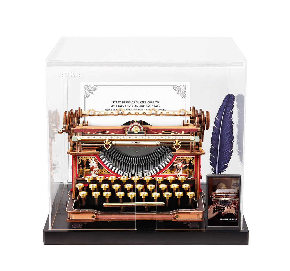 LK703CZ ROKR Mechanical Typewriter Wooden 3D Puzzle LK703C Display Showcase (Magic Version)