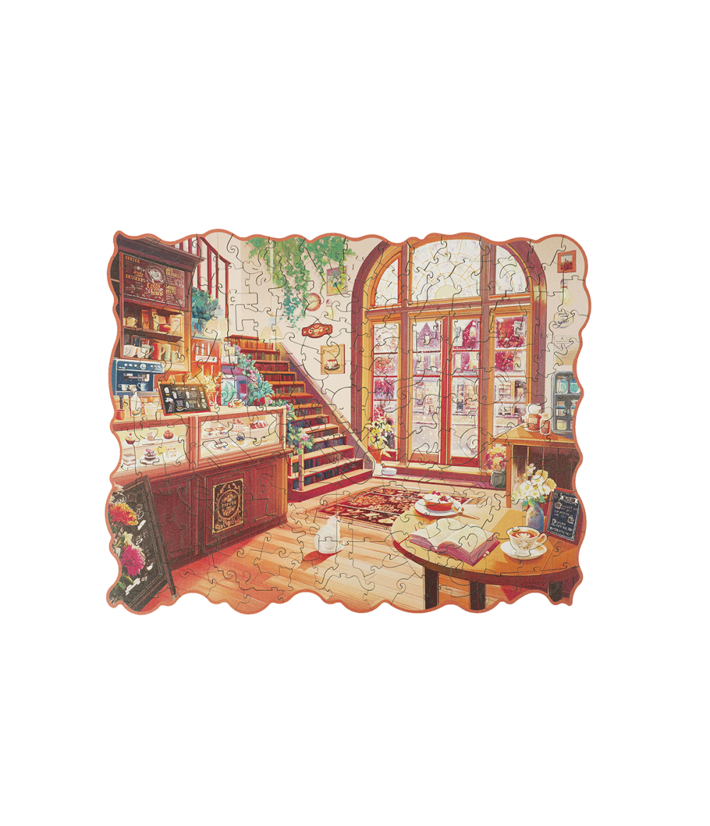 TA006-main Rowood Cozy Winter Café Wooden Jigsaw Puzzle TA006