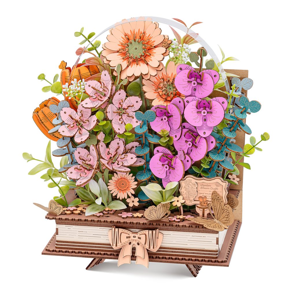 Rolife Wooden Blooming Book DIY Flower Bouquet 3D Puzzle TW04H