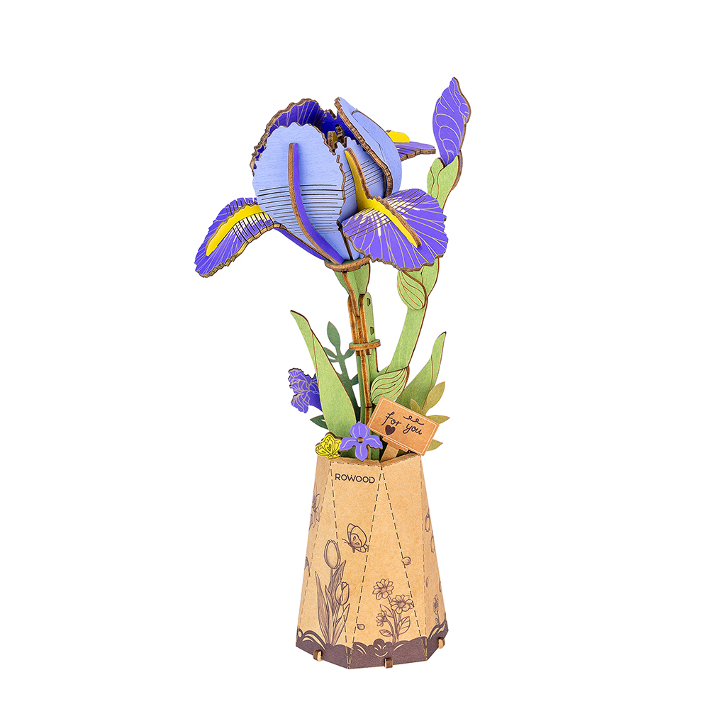 Rowood Purple Iris DIY Wooden Flower 3D Puzzle TW121