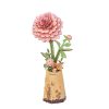 TW131-main Rowood Pink Dahlia DIY Wooden Flower 3D Puzzle TW131
