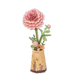 Rowood Pink Dahlia DIY Wooden Flower 3D Puzzle TW131