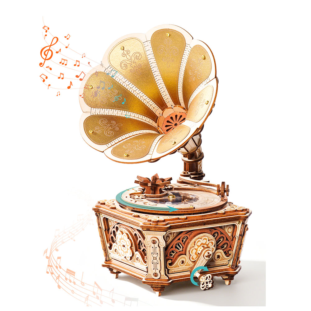 AMK82-main ROKR Diva Gramophone Music Box Wooden 3D Puzzle AMK82