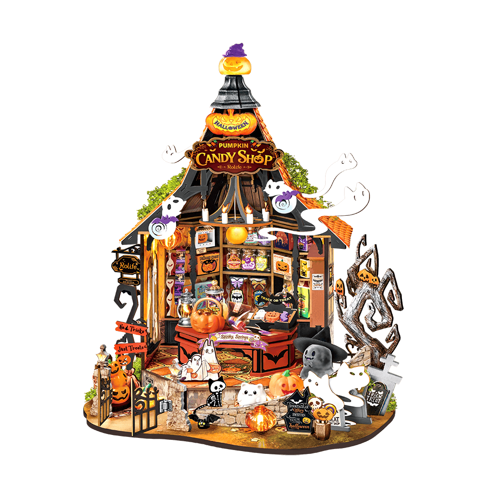 DG186-main Rolife Haunted Candy House DIY Miniature House DG186