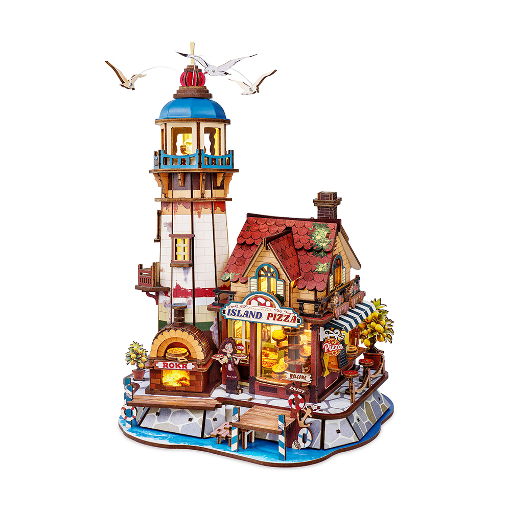 ROKR Chillbay Pizzeria Mechanical Wooden 3D Puzzle EAM02