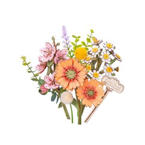 TWM51-main Rowood Pink Dahlia DIY Wooden Flower 3D Puzzle TWM51